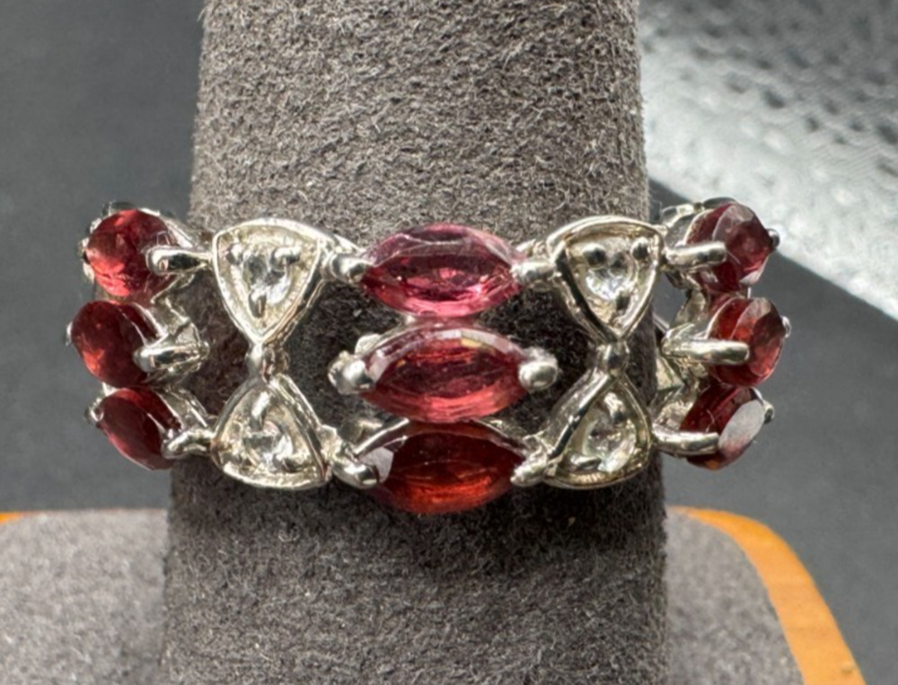 STS Chuck Clemency Sterling Silver 925 Rhodolite Cocktail Ring Sz 9